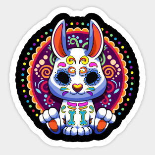 Day of the Dead Bunny Colorful Mexican Style Halloween Design Sticker